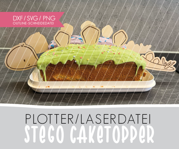 DXF/SVG-FILE - Plotterdatei - Dino Stego-Caketopper (Laser)
